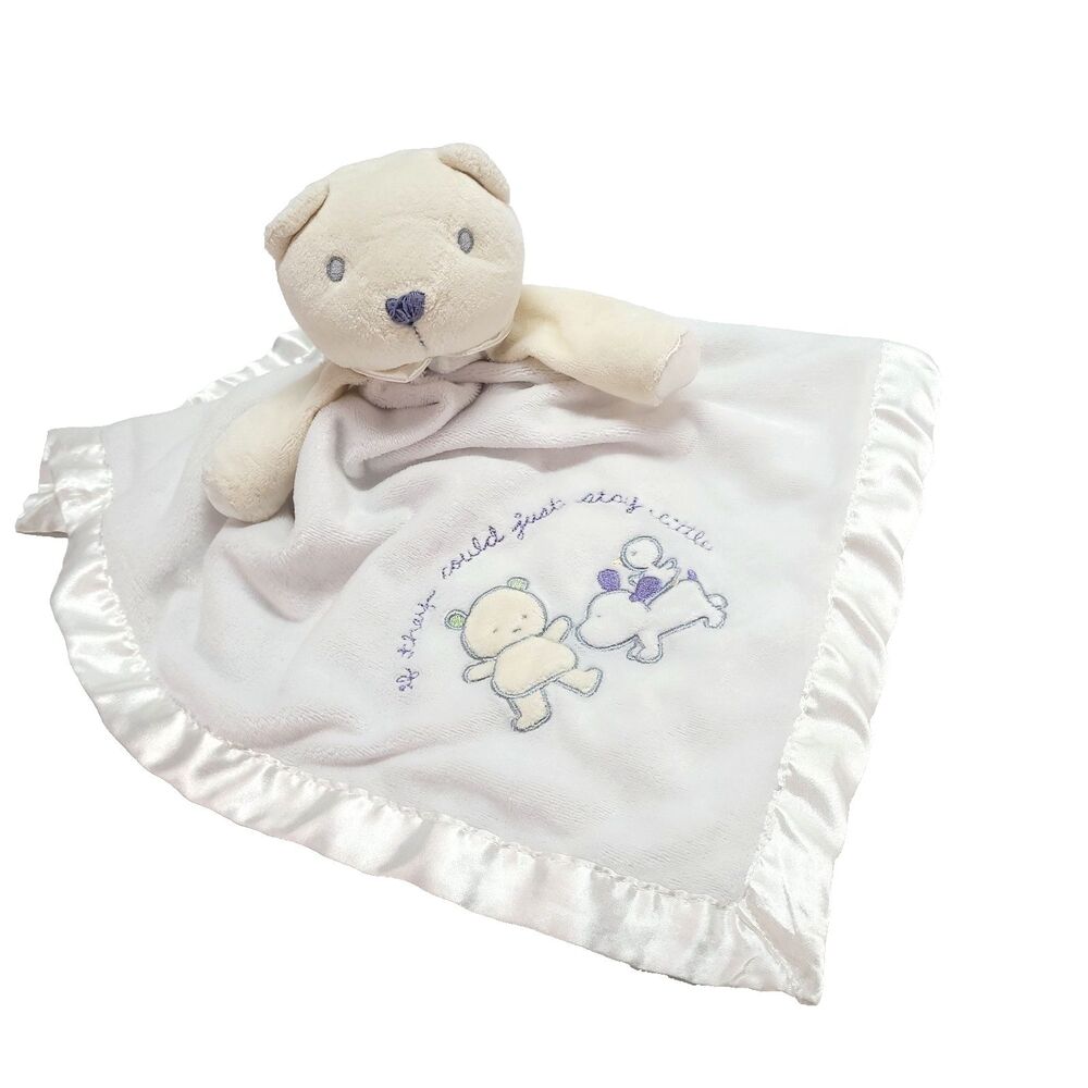 Bear Lovey Satin Trim Blanket 17" Carters If They Could Just Stay Little Fleece